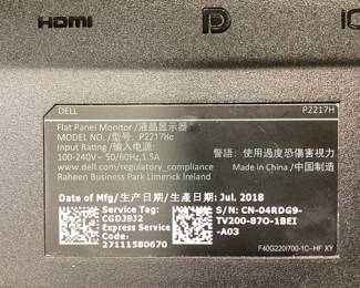 DELL MONITOR WITH STAND, SAMSUNG TV, AND SPEAKERS ALTECâ€¦. NEEDS POWER SUPPLY FOR BOTH MONITOR AND TV NO REMOTE