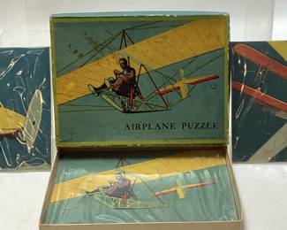 VTG. MILTON BRADLEY AIRPLANE PUZZLE, 3 SEALED PUZZLES