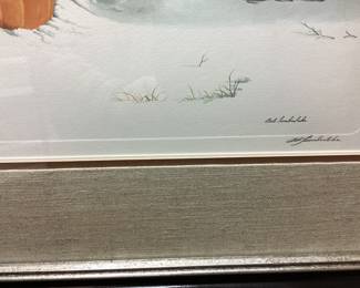 BOB TIMBERLAKE SIGNED #16/1000 PUMPKINS IN THE SNOW FRAMED PRINT, 38in by 27in NO SHIPPING PICKUP ONLY