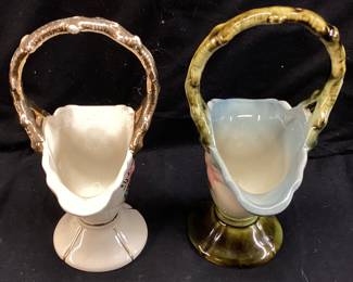 (2) VINTAGE HULL POTTERY WOODLAND PATTERN VASES