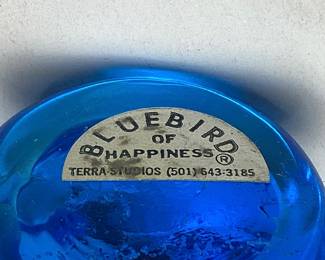 (2) TERRA STUDIOS BLUE BIRD OF HAPPINESS FIGURINES