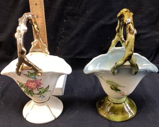 (2) VINTAGE HULL POTTERY WOODLAND PATTERN VASES