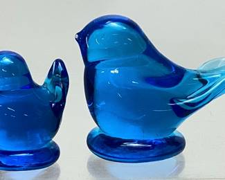 (2) TERRA STUDIOS BLUE BIRD OF HAPPINESS FIGURINES