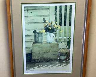 BOB TIMBERLAKE SIGNED #731/1000 MRS. LEONARDS MARIGOLDS FRAMED PRINT, 37in by 30in NO SHIPPING PICKUP ONLY