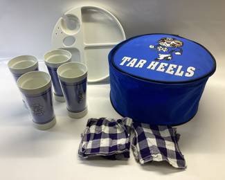  NORTH CAROLINA TAR HEELS PICNIC SET SET OF 4 CUPS AND PLATES