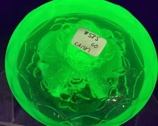 FENTON VASELINE (URANIUM) GLASS BUTTERFLY RING HOLDER