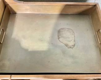  ETHAN ALLEN AMERICAN TRADITIONAL SERIES DRY SINK MADE FROM SOLID MAPLE AND/OR BIRCH WOOD. REMOVABLE COPPER PAN.