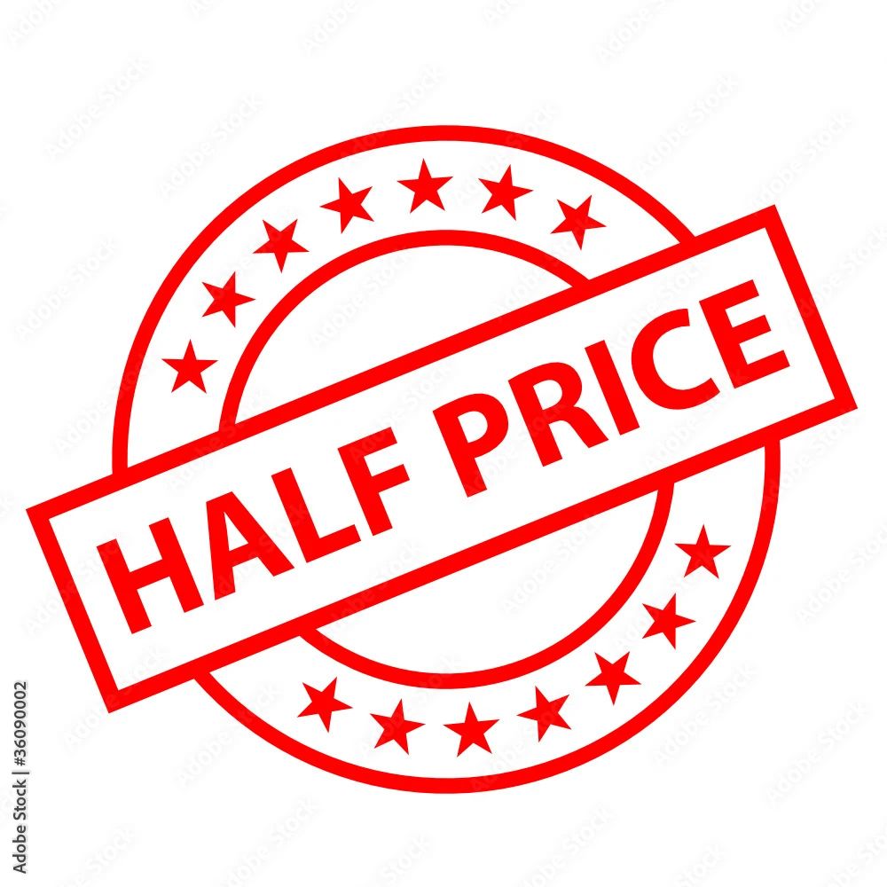 Most items are half price on Sunday (2/8) with a few "red tag" exceptions...prices altered or marked firm in red...