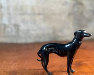 "Greyhound", a vintage mid-century cast bronze sculpture in a beautiful Art Deco style. This piece measures, 5.25” H.

