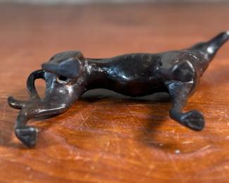 "Greyhound", a vintage mid-century cast bronze sculpture in a beautiful Art Deco style. This piece measures, 5.25” H.

