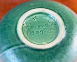 This lot features a Roseville Pottery "Thornapple" vase in a pink glaze that measures, 4.5” H x 6.5” W x 6.5” D. It comes in very good condition and is marked, "808-4" on the bottom. The Thornapple pattern was introduced by Roseville Pottery in 1937.

