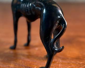 "Greyhound", a vintage mid-century cast bronze sculpture in a beautiful Art Deco style. This piece measures, 5.25” H.

