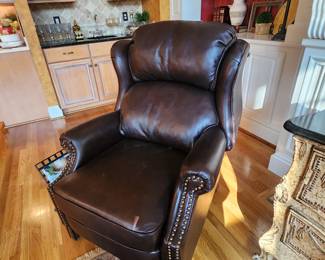 Leather Recliner with nail head trim