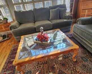 Sofa and Loveseat and Knotty Pine Cocktail Table