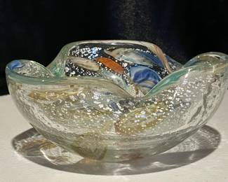 Additional view Vtg Murano Art Glass Multi color bowl~