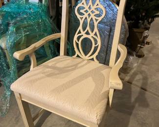 Additional picture of dining table arm chair - additional dragonfly material available to recover like the armless chairs ~