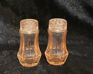 Small Vtg pink Heisy S & P shakers, $32