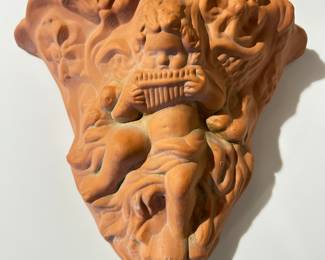 Terra Cotta Cherub wall plant holder, 9" x 9",  $22