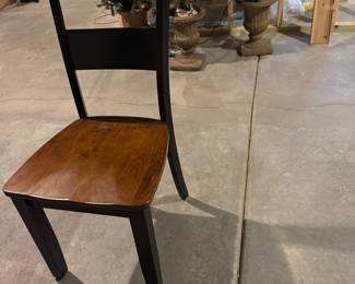 Pair of wooden chairs, Black with wood grain seat,  $60