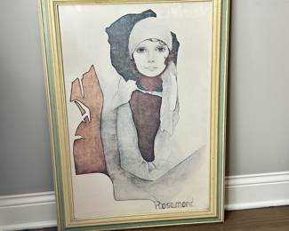 Large vtg 1973 Christine Rosamond, "Simone", 34.5"H x 24"W,  $125
