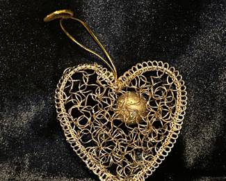 Gold heart ornament,  was $3, NOW $2