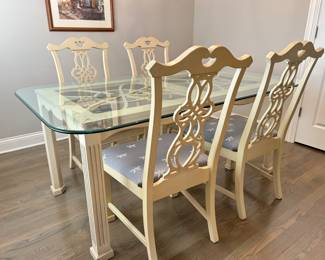 "American Journey" Bassett, pierced splat back design,  Dining Room Table + 6 chairs, 72"L x 42"W x 30"H,  $599