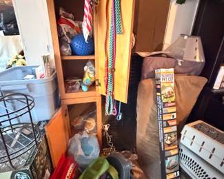 Dog leashes, food bowls