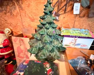 Vintage ceramic Christmas tree and other decor