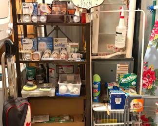 GE Reveal and GE Soft White light bulbs. Oreck Commercial XL upright vacuum cleaner. Dryer sheets and drying racks. 
