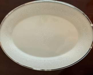 Lenox "Moonspun" Fine Bone China Serving Platter with Platinum Trim