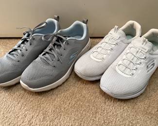 Two Pair "Skechers" Walking Sneakers in Gray and in White