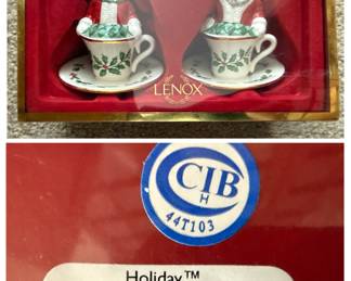Lenox "Holiday" Santa & Mrs. Claus Salt & Pepper Shakers in Box
