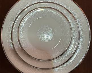 Lenox "Moonspun" Ivory Bone China Plates with Platinum Trim