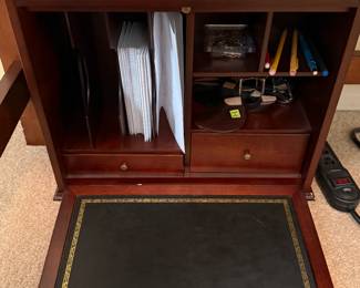 Wood Secretary Desk with Leather Writing Pad