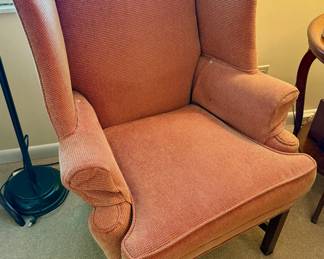 Coral Colored Wing Back Arm Chair