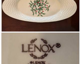 Lenox "Special"Holly & Berry Basket Weave Celery/Bread Tray