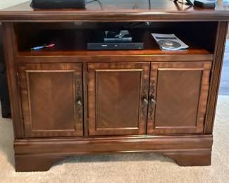 Wood Media Console with Three Cabinet Doors