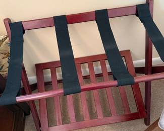 Wood Folding Luggage Rack with Lower Shelf