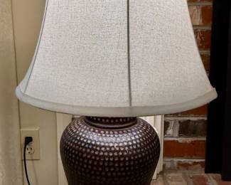Hammered Bronze Table Lamp with Fabric Shade