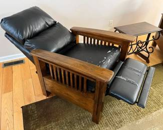105 Ashley Faux Leather Mission Recliner Extended