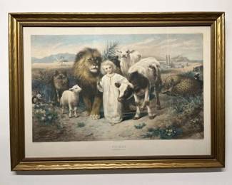 105 Friede Peace, A Little Child Shall Lead Them HandColored Print