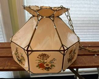 105 Vintage Floral Slag Glass Swag Lamp