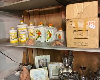 1960,s canister sets  silver plate  vintage glass sets