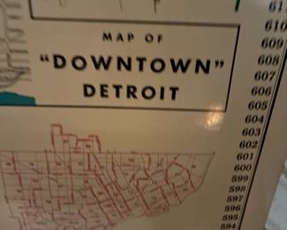large rool up map of downtown  Detroit