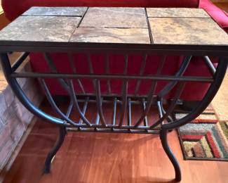 Ashley Furniture Antigo Slate Top Chair Side End Table with Magazine Rack