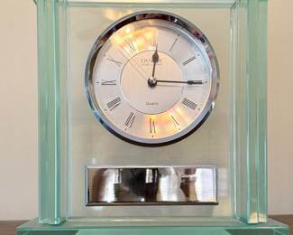 Danbury Clock Company Engraved Glass Desk Clock