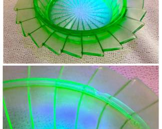 Green Depression Glass Sierra Pinwheel Relish Dish