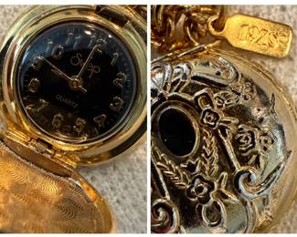 GoldTone Faux Pearl Necklace with Pendant Watch second image