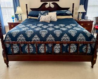 Mahogany FourPoster Bed with Carved Headboard