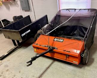 AgriFab Inch TowBehind Lawn Sweeper and Craftsman Utility Trailer